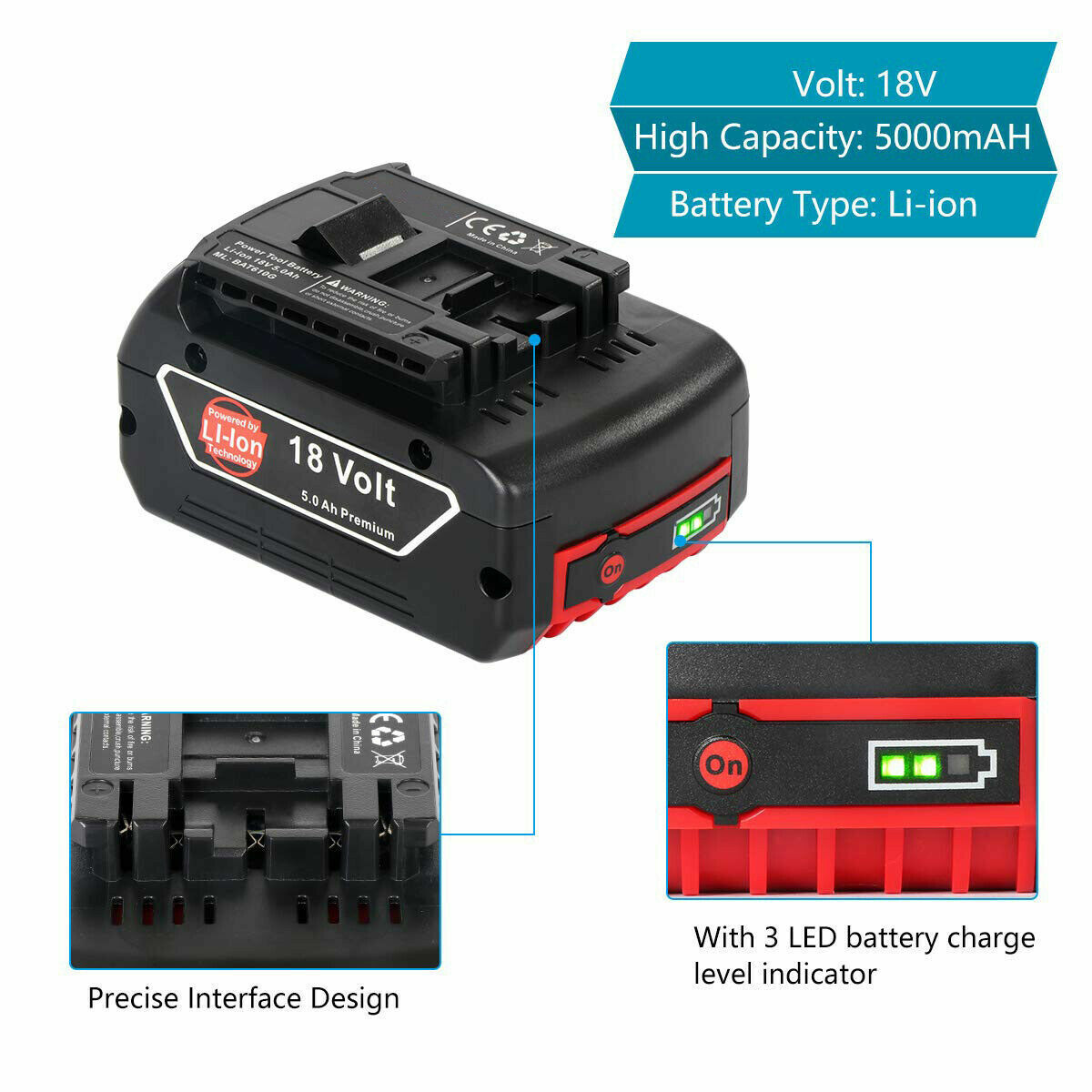 18V Battery for Bosch BAT618 BAT610G BAT619G CRS180 BAT609 18V Battery for Bosch BAT618 BAT610G BAT619G CRS180 BAT609